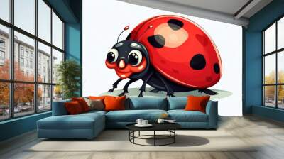 ladybug on white background Wall mural