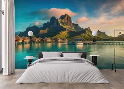 lake and mountains Wall mural