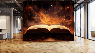 magic book and candle Wall mural