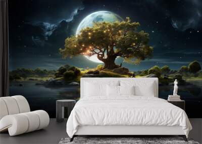 night landscape with moon Wall mural