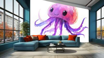 octopus cartoon illustration Wall mural