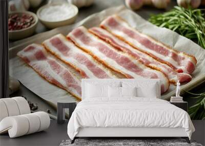 raw bacon Wall mural