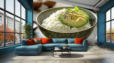 rice with avocado slices Wall mural