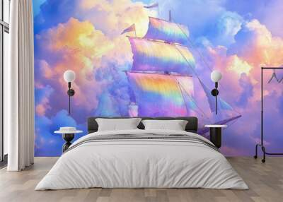 ship in the sea Wall mural