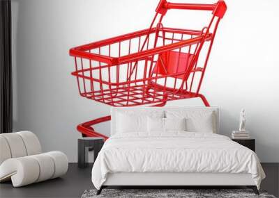 shopping cart isolated on white Wall mural