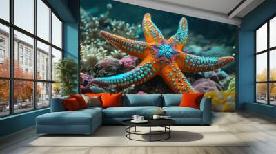 starfish on a coral reef Wall mural