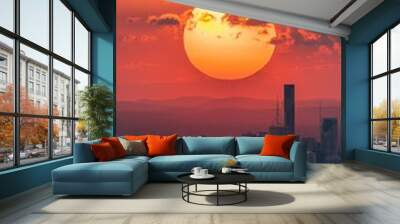 sunset over the city Wall mural