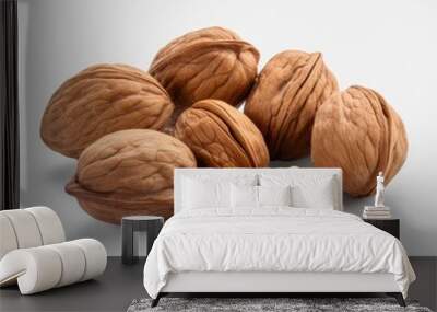 walnuts on white background Wall mural