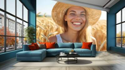 woman in a field Wall mural