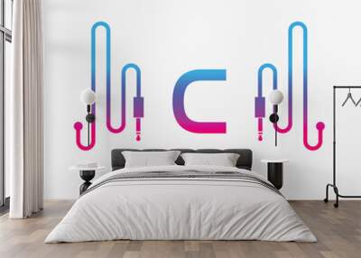 C Letter Music AUX WAVE Logo Design, Vector abstract  Wall mural