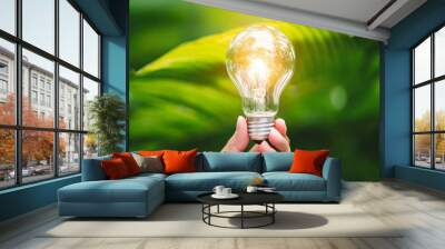 light bulb with leaf Wall mural