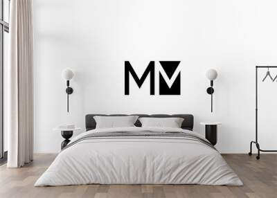 MM Minimal Logo Design Vector Art Illustration  Wall mural