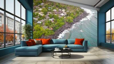 Beautiful nature of blue sea sand and white waves Wall mural