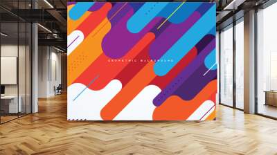 Abstract dynamic background colorful diagonal geometric shape Wall mural