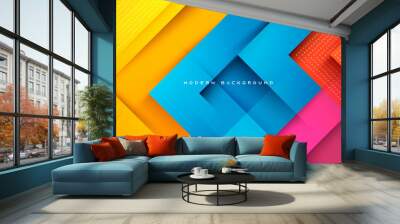 Abstract dynamic colorful shape light and shadow background Wall mural