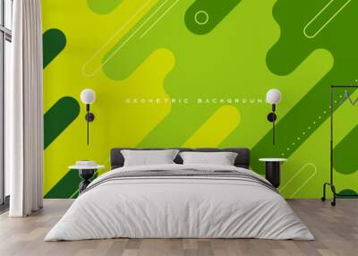 Abstract dynamic green background diagonal geometric shape design vector Wall mural