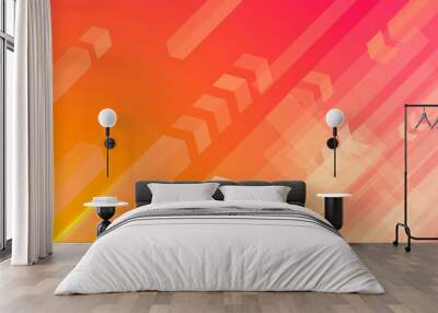 Abstract modern background gradient color. Orange and pink gradient with arrow decoration. Wall mural