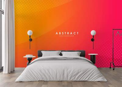 Abstract modern background gradient color. Yellow and pink gradient with halftone decoration. Wall mural