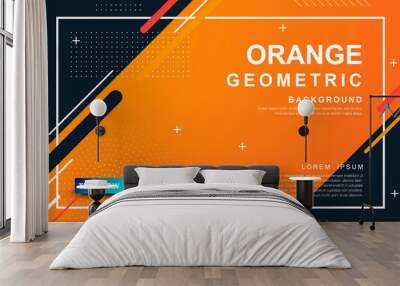 Abstract orange background. Geometric element design with dots decoration. Wall mural