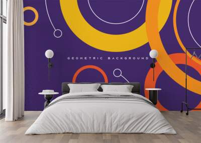 Abstract purple geometric background with orange circle shape decoration Wall mural