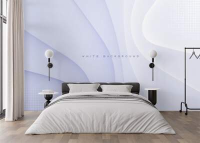 Abstract white wavy light and shadow shape background design vector Wall mural