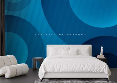 Blue abstract circle shape background, with rounded texture design vector. Wall mural