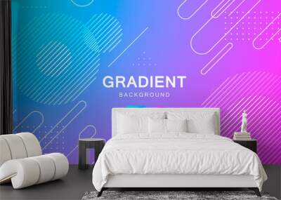 blue and pink gradient geometric shape background Wall mural