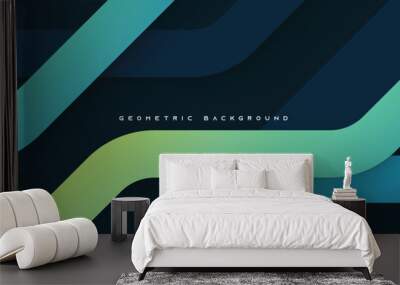 Blue and yellow gradient abstract geometric background. Dynamic shape with shadow. Wall mural