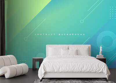 Blue and yellow gradient geometric shape background vector Wall mural