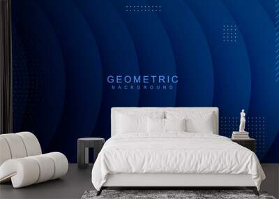 Blue color geometric background. Dynamic textured geometric element design with dots decoration. Wall mural