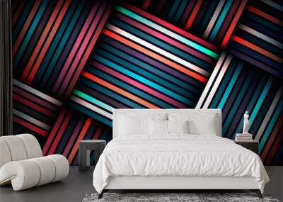 Colorful abstract diagonal stripe pattern background design Wall mural