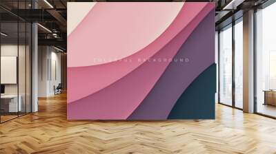 Colorful abstract wavy papercut layers background gradient shape design vector Wall mural