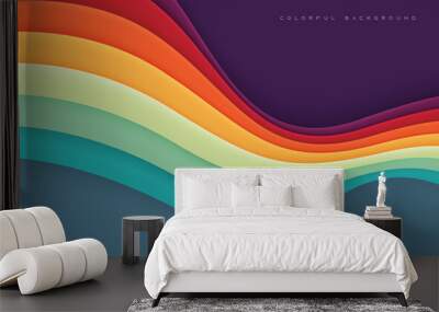 Colorful background. Dynamic wavy shape light vector illustration. Wall mural