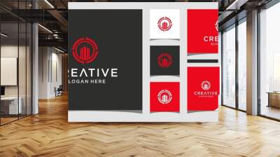 Creative compass logo icon and business card design Wall mural