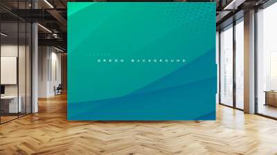 Green abstract background dynamic shape design vector Wall mural