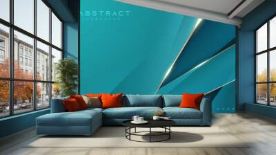 Luxury abstract blue background with diagonal golden line effect Wall mural