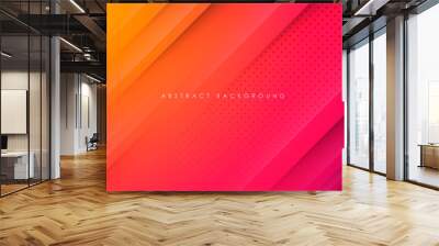 Modern abstract gradient orange and purple background concept with gold line and dots decoration Wall mural