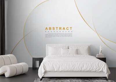 Modern abstract light silver background vector. Elegant circle shape design with golden line. Wall mural