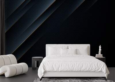 Modern texture black abstract background concept with gold line decoration Wall mural