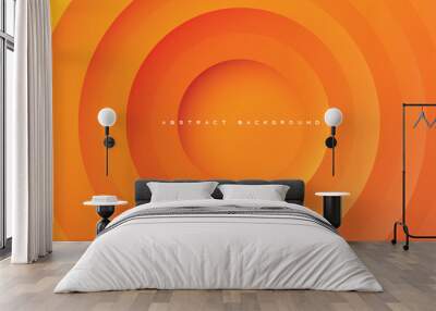 Orange abstract circle shape background, with line decorative design vector. Wall mural