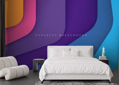 Papercut background with colorful layers decorative design vector Wall mural