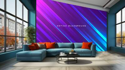 Purple and blue gradient diagonal motion light background Wall mural