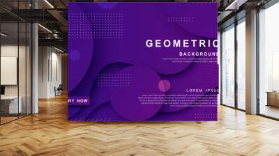 Purple color geometric background. Dynamic textured geometric element design with dots decoration. Wall mural