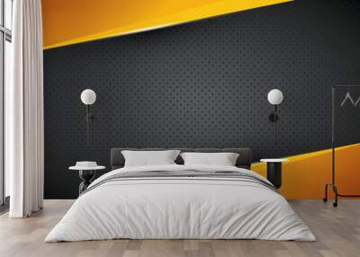 Yellow geometric background overlap layer on black Wall mural