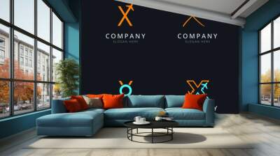 Initial X logo with travel elements in orange and blue color Wall mural