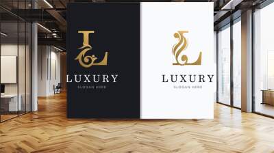 Luxury letter L with gold color logo template Wall mural