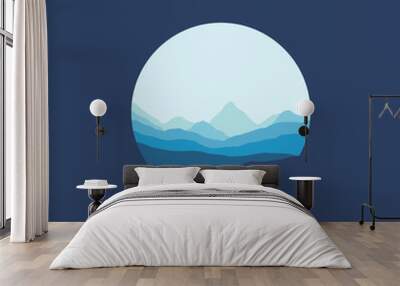 Landscape nature mountain in circle illustration Wall mural