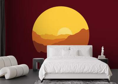 Nature landscape panorama illustration in circle Wall mural