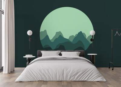 nature mountain landscape in circle illustration vector. Wall mural