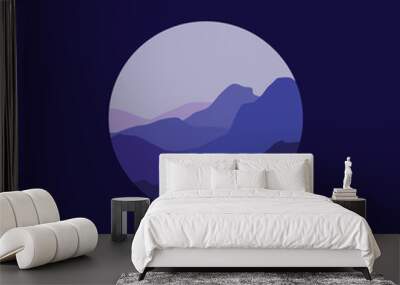 Nature mountains landscape illustration in circle Wall mural